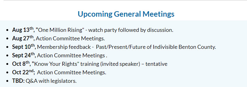 Upcoming Meetings